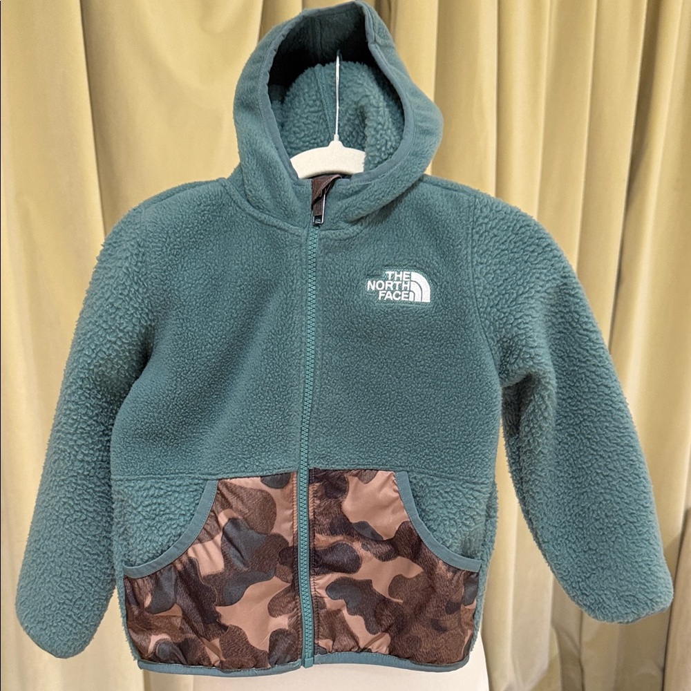 North Face - Kids Forrest Teal Full Zip Jacket Hoodie w/ Camo Accents- Size: 4T